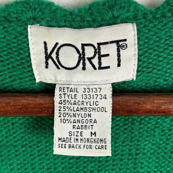 KORET Vintage Green Knit Sweater Vest w/Blue Embroidered Flowers Womens Size M - Picture 11 of 11